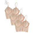 thumbnail image 2 of Gustave 3 Pack Women Sexy Lace Padded Camisole V Neck Crochet Bralette Half Bra Spaghetti Strap Crop Tops Vest "Apricot, L", 2 of 10