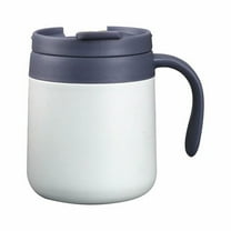 Dienrx 12Oz White Insulated Stainless Steel Coffee Travel Mug - Double-Wall Vacuum Cup with Lid | Leak-Proof, Comfortable Handle for Outdoor Camping, Commute, Coffee Lovers, Holiday Gifts