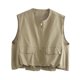 thumbnail image 1 of Chaleco holgado informal con cremallera y Bolsillo grande para mujer, chaqueta de negocios forrada con cuello redondo, sin mangas, otoño, 1 of 5