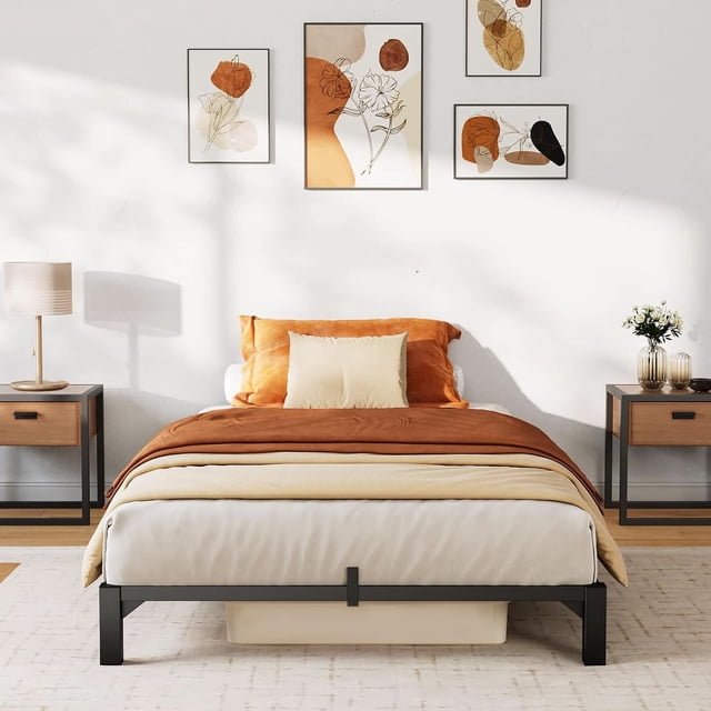 Tamaño individual size 6 pulgada metal platform marco de cama - no box spring o screws needed, 800 lbs capacity, heavy duty, tool-free assembly con reinforced iron slats & legs