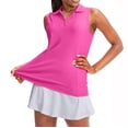 thumbnail image 4 of Outfmvch Women's Golf Shirt UPF 50+ Sleeveless Tennis Polo V Neck Workout Tank Top Racerback Athletic T Shirts with Collar V Neck Pink S, 4 of 9