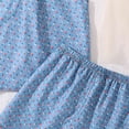 thumbnail image 6 of Glisme Girls Dresses Summer Large Size Blouse With Flared Collar And Denim Like Fabric Flowing Skirt And Floral Print Printed Blouse Set With Elastic Waist Short Pants Blue Sundress Size 9-10 Years, 6 of 9