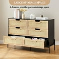thumbnail image 2 of EDTara Commode Haute à 6 Tiroirs en Rotin, Armoire de Rangement Moderne en Bois pour Chambre, Salon, Garde-Robe Ou Entrée, 2 of 6