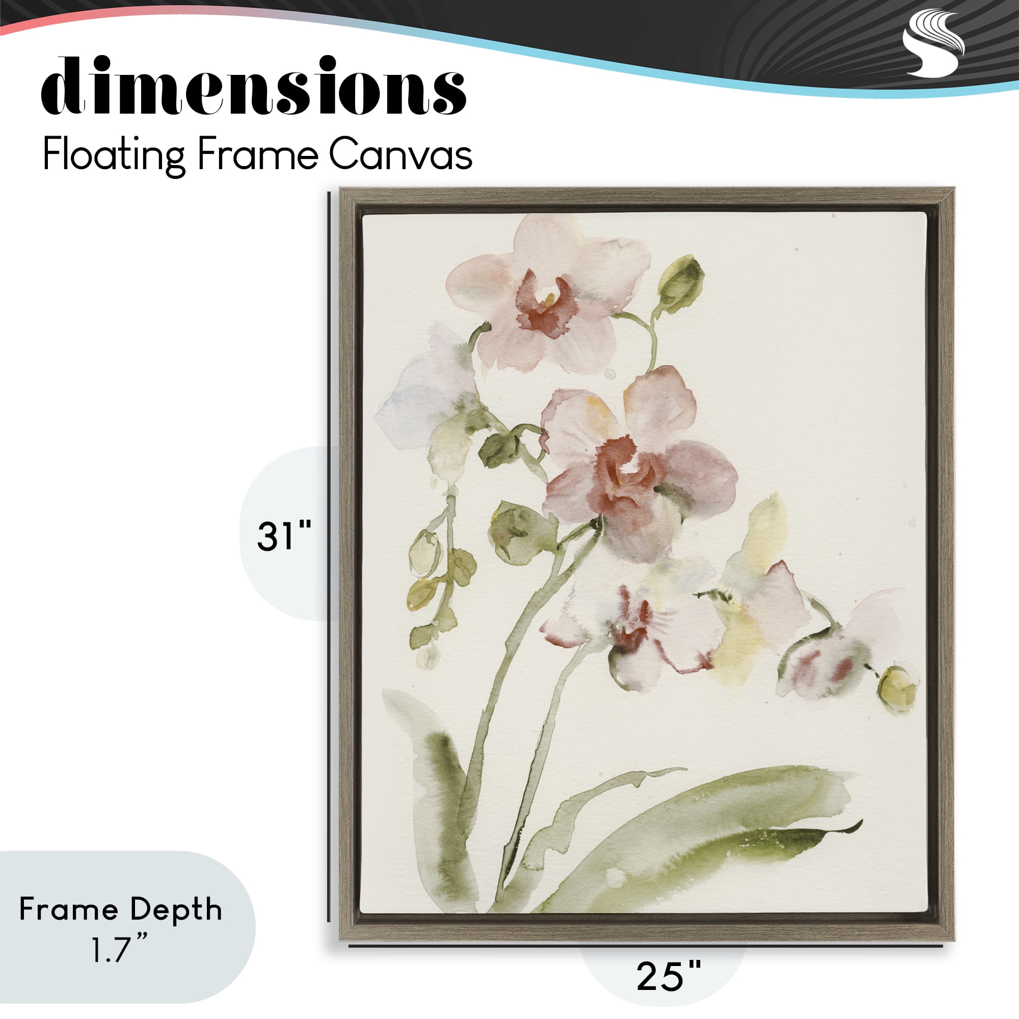 Stupell Industries Gentle Pink Orchid in Bloom Brown Framed Floater Canvas Wall Art, design by Victoria Barnes