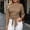 Brown, variant on Retro Vintage Womens Summer Tops Crew Neck Polyester Blend Elbow-Length Beige Modern Solid Fashion Ribbon Blouses & Tops Beige,Xxxl