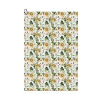 Easygdp Watercolor Bright Sunflowers Golf Towel 24x16in for Men and Women with Carabiner Clip for Easy Attachment