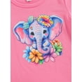 thumbnail image 5 of Kids Girls Summer T-Shirt Cartoon ElephantFlower Print Short Sleeve Round Neck Graphic Tops, 5 of 7