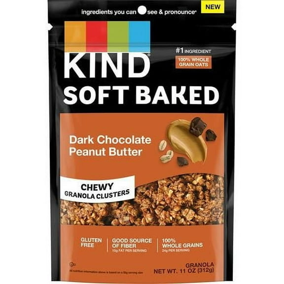 Kind Soft Baked Granola, Dark Chocolate Peanut Butter, 11 Oz Bag
