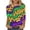 A11 Multicolor, variant on Xdegoge Mardi Gras Shirts for Women Glitter Print Green Purple 3/4 Sleeve Loose Fit Crew Neck T-Shirt Carnival Party Top