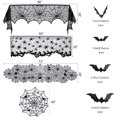 thumbnail image 2 of 5 Pack Halloween Decorations Tablecloth Set, Including Fireplace Mantel Scarf,Round Cobweb Table Cover, Lace Spiderweb Table Runner,Spider Lampshade with 12pcs Scary 3D Bat for Halloween Party, 2 of 8