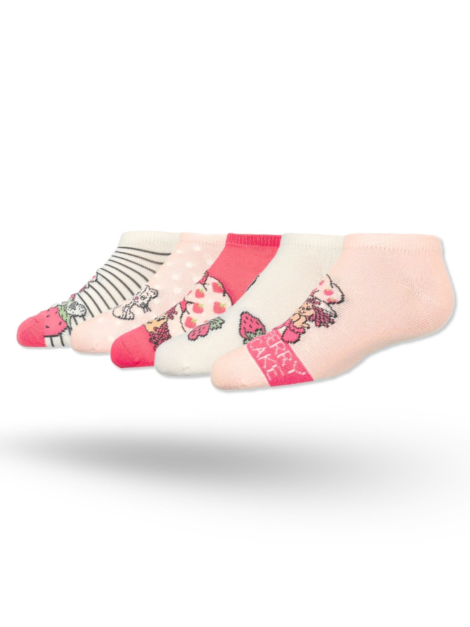 Strawberry Shortcake Girls No-Show Socks, 5-Pack, Sizes S/M-M/L