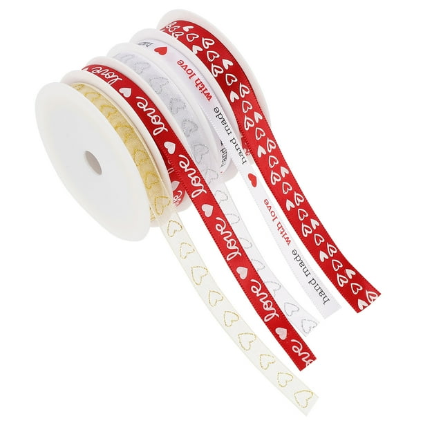 KAKOWELY 5 rollos de cintas para envolver regalos de San Valentín, cintas estampadas para decoración de bodas
