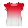 thumbnail image 3 of Girls Cute Summer Clothes Ruffled Sleeveless Tank Top Gradient Color Fashion Casual Crewneck Tee Blouses (14 Years, Red B), 3 of 6