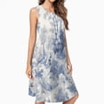 thumbnail image 2 of Chinoiserie Toile Blue Landscape Dress Loose Women'S Dress Beach Dresses With Pockets Dresses For Womens, 2 of 4