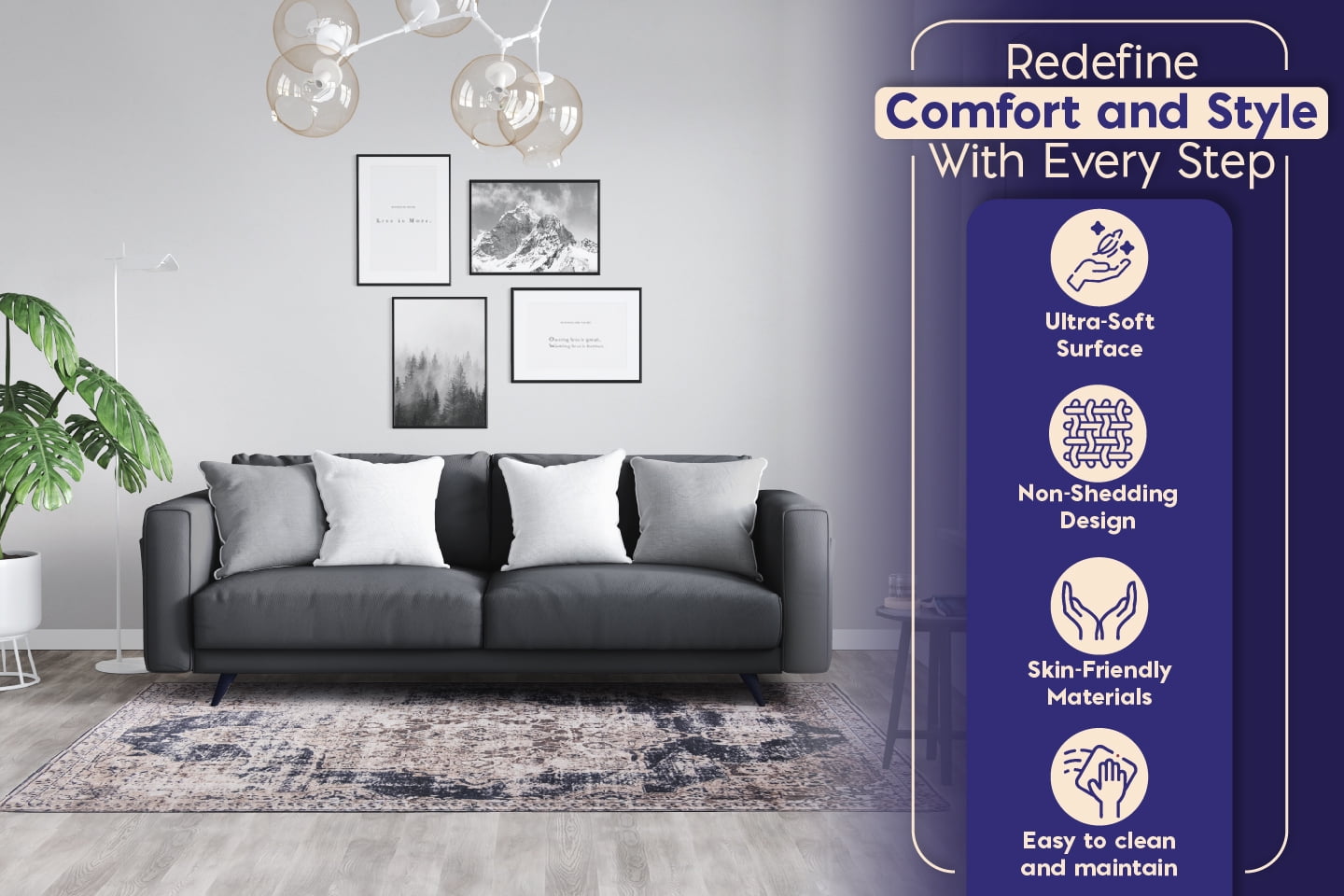 L'Baiet Cameron Abstract Washable Area Rug Ivory 2' x 6' Runner Rugs Carpet for Living Room, Bedroom, Kitchen, Entryway, Nursery, Playroom, Office | Boho Aesthetic Modern Colorful Home Decor