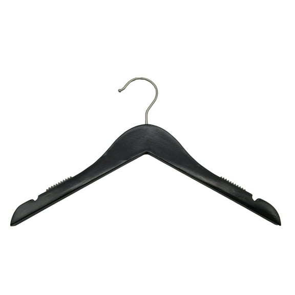 NAHANCO Kid's Wooden Shirt Hanger, 12" - Low Gloss Black, 100/CTN