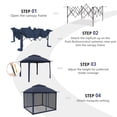 thumbnail image 4 of GAZEBETER 11' x 11' Pop up Gazebo with 4 Sidewalls Mosquito Netting-Waterproof and UV Resistant for Patios,Weddings,Dark Blue, 4 of 9