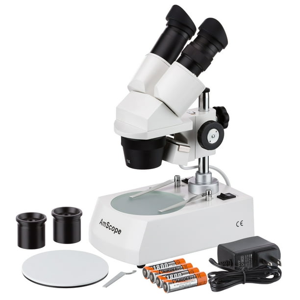 AmScope 5X-30X LED Cordless Stereo Microscope w/ Top & Bottom Light ...