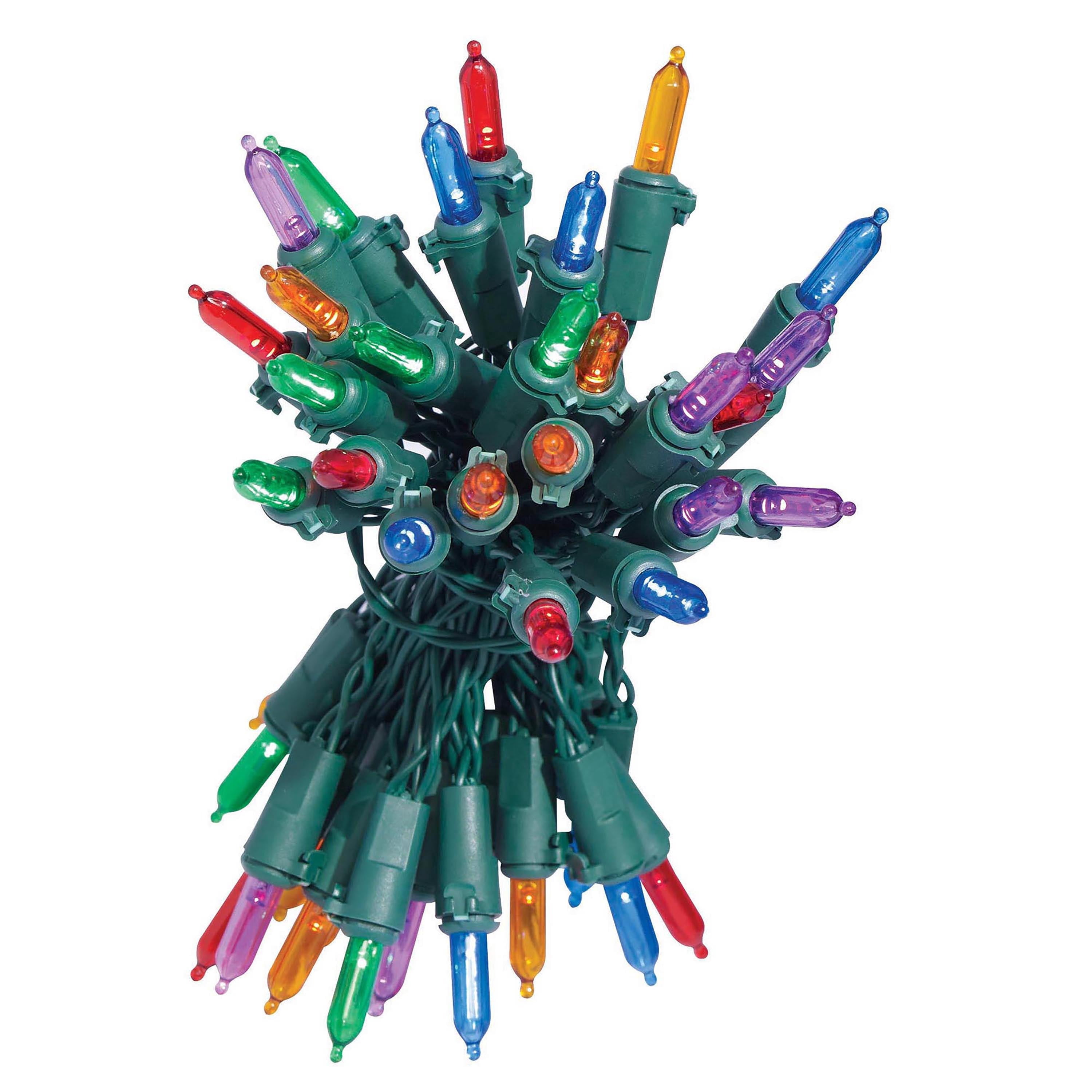 Indoor/Outdoor 50-Count LED 8-Function Mini Christmas String Lights, Multicolor, Green Wire, 12.5', by Holiday Time