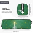 thumbnail image 3 of Cauagu Christmas Green Print Leather Pencil Pen Case - Stationery Bag Portable Stationery Bag Big Capacity Pencil Pouch Cosmetic Organizer Bag for Men & Women, 3 of 7