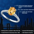 thumbnail image 2 of Gem Stone King 14K White Gold Yellow Citrine and White Lab Grown Diamond Ring for Women | 1.91 Cttw | Oval Checkerboard 9X7MM | Gemstone November Birthstone | Size 5, 2 of 6