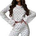 thumbnail image 3 of Conjunto de Pijamas Bonitos para Mujer, 2 Piezas, Larga, Y2K, Otoño e Invierno Corazón Rojo M, 3 of 10