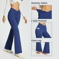 thumbnail image 2 of BALEAF Womens Pants Flare Leggings Bootcut Yoga Pants Crossover High Waist Workout Casual Trendy Pants with Pockets Navy Blue 29" M, 2 of 6