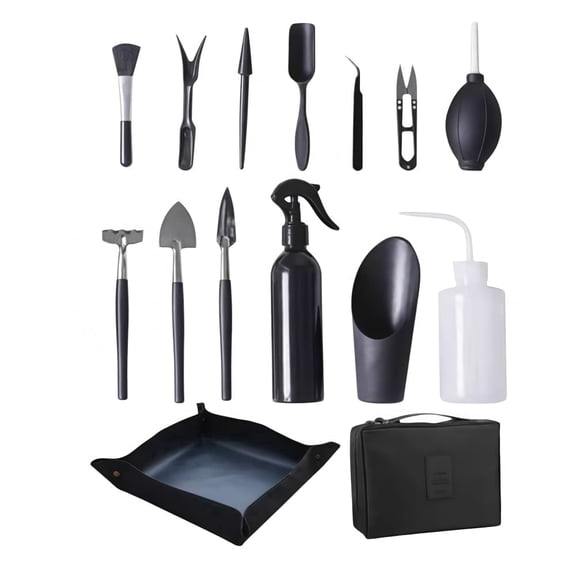 Wanfoou 15 Pcs Succulent Plant Tools Kit, Mini Gardening Set with Potting Tarp Mat And Storage Bag - Transplanting Tools for Indoor/Outdoor Fairy Garden, repotting And Plant Care