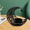 thumbnail image 3 of Candelabro de estrella y luna Eid con adorno de copa, candelabro artesanal de metal islámico Negro, 3 of 8
