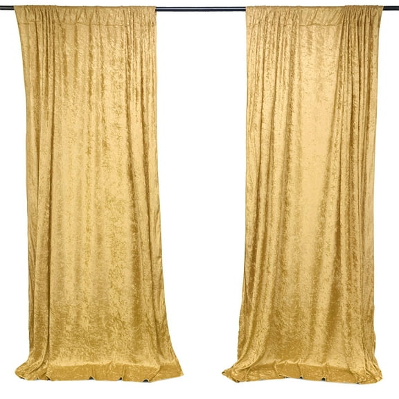AK TRADING CO. 10 feet x 10 feet Lush Velvet Backdrop Drapes Curtains Panels with Rod Pockets - Wedding Ceremony Party Home Window Decorations - Gold