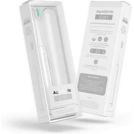 AquaSonic - Icon ADA-Accepted Rechargeable Toothbrush | Magnetic Holder & Slim Travel Case - white