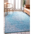 thumbnail image 1 of Unique Loom Traditional Collection Classic Medallion Transitional Indoor and Outdoor Flatweave Area Rug, 6 x 9 Feet, Aqua Blue/Ivory, 1 of 1