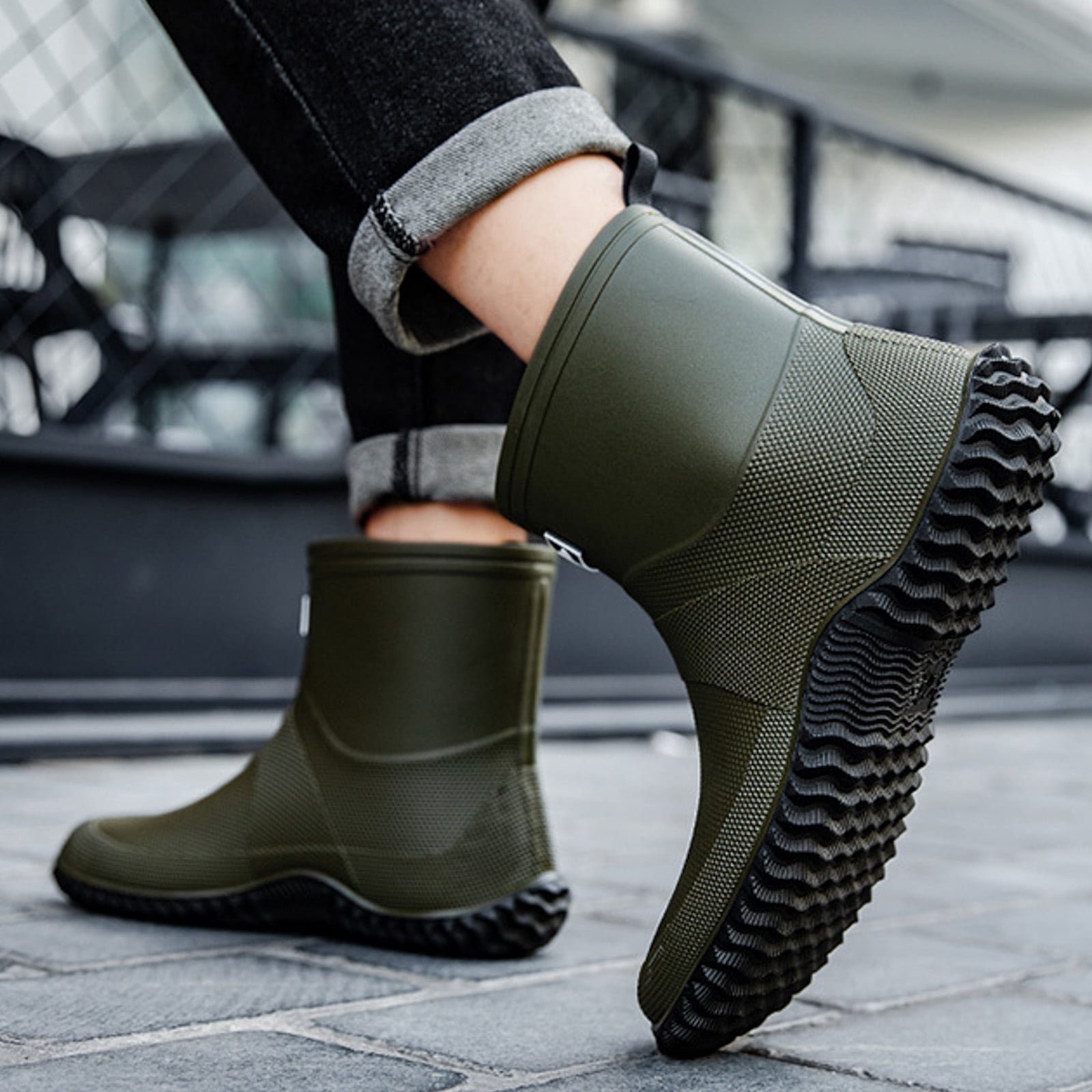 Chenyee Rain Boots for Women Men Lightweight Water-proof Water Shoes Mid Calf Non Slip Garden Boots