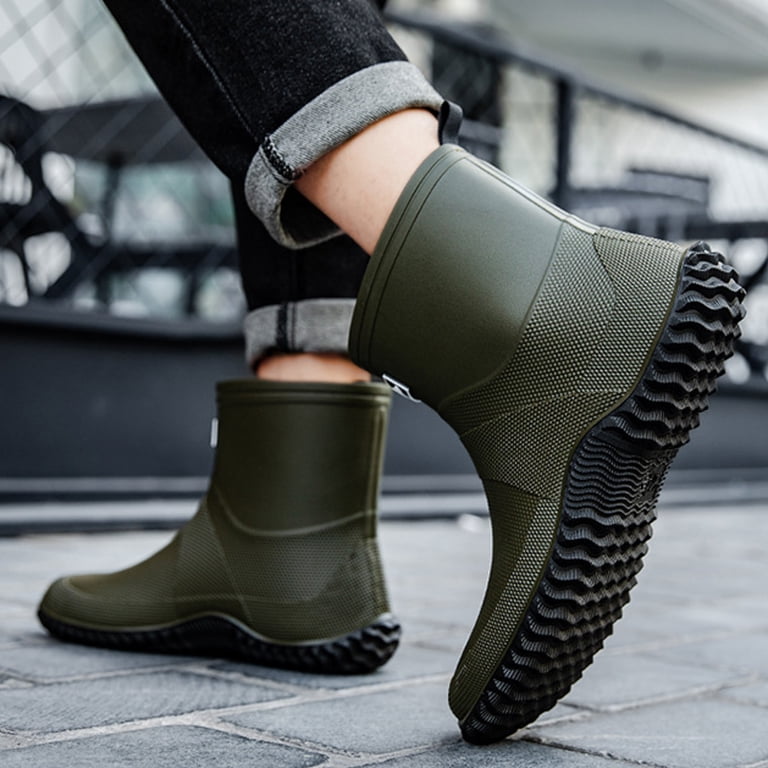 Men\'s Insulated Rain Boots Ankle Garden Waterproof Rubber Mud Booties Amazon.com | Showave Ankle Rain Boots Men Waterproof Rubber  main image 4