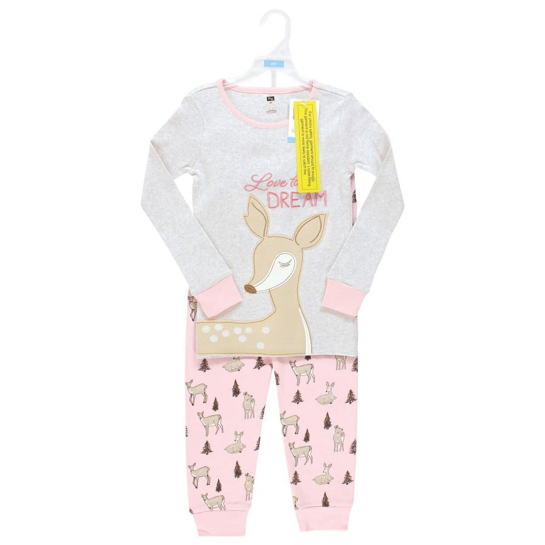 Hudson Baby Girl Cotton Pajama Set, Deer, 5 Toddler