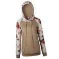 thumbnail image 4 of Sudadera con capucha para mujer, estampado floral, manga larga, bolsillo, suéter con capucha, top, caqui, S Sweethay AP000831-01, 4 of 7