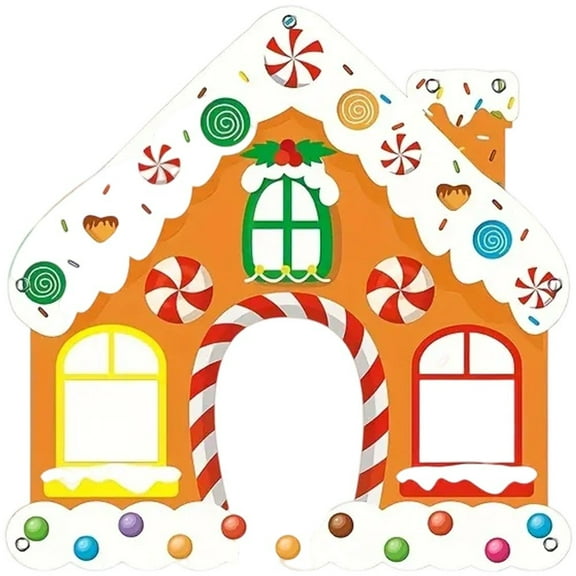 Gingerbread House Backdrop Cloth Christmas Photography Backdrop Holiday Party Banner for Xmas New Year Wall Decoration