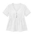 thumbnail image 6 of Ruimatai Womens Lace Trim V Neck Button Front Peplum Blouse Casual Loose Fit Tunic Tops for Daily Wear Office Vacation, 6 of 6