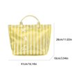 thumbnail image 2 of HUISZJ PVC Striped Tote Bag, Stylish Canvas Handbag, Large Capacity Portable Travel Shoulder Bag for Commuting Work Travel (Beige), 2 of 6