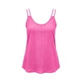 thumbnail image 5 of qolati Eyelet Tank Tops for Women Casual Sleeveless Scoop Neck Camisole Shirts Soft Loungewear Lightweight Pajamas Top Hot Pink M, 5 of 6