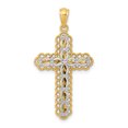 thumbnail image 1 of 14k Yellow and White Gold Y/W Gold Polished 2 Level Cross Pendant Length 34mm, 1 of 2