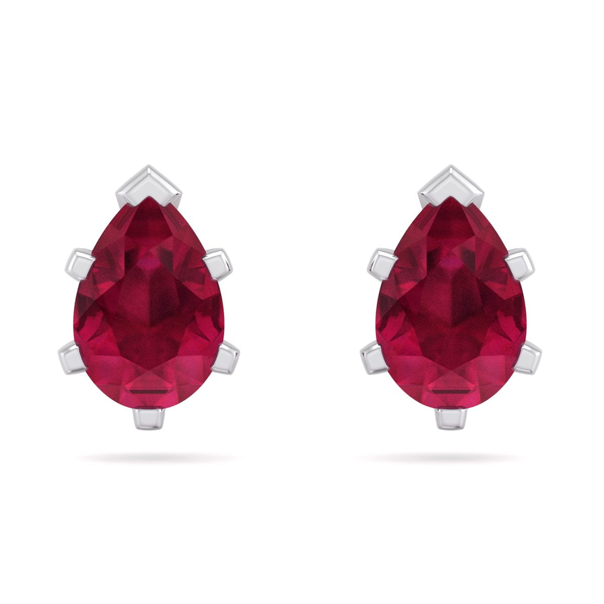 SuperJeweler 1 Carat Pear Shape Ruby Stud Earrings In Sterling Silver For Women