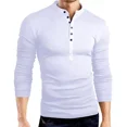 thumbnail image 1 of Playera Slim Fit Cuello Mao Con Botones Manga Larga De Moda, 1 of 8