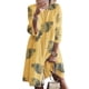 thumbnail image 4 of Vestido Mujer Vestido Estampado Vintage Manga 3/4 Paño De Cuello Redondo, Amarillo Hoja, XL Noticed AP002219-44, 4 of 5