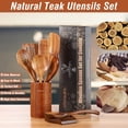 thumbnail image 3 of Juego de utensilios de cocina Mooues, 9 piezas, madera de teca natural, 3 of 7
