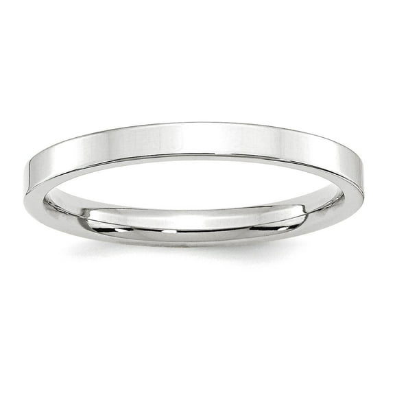 14k White Gold Solid Polished 2.5mm Standard Flat Comfort-Fit Band Size 5.5 Ring Ring for Women and Men