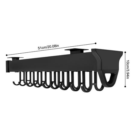 Pull-out Storage Rack Multifunctional Kitchen Organizer Hanging Pot Rack Black