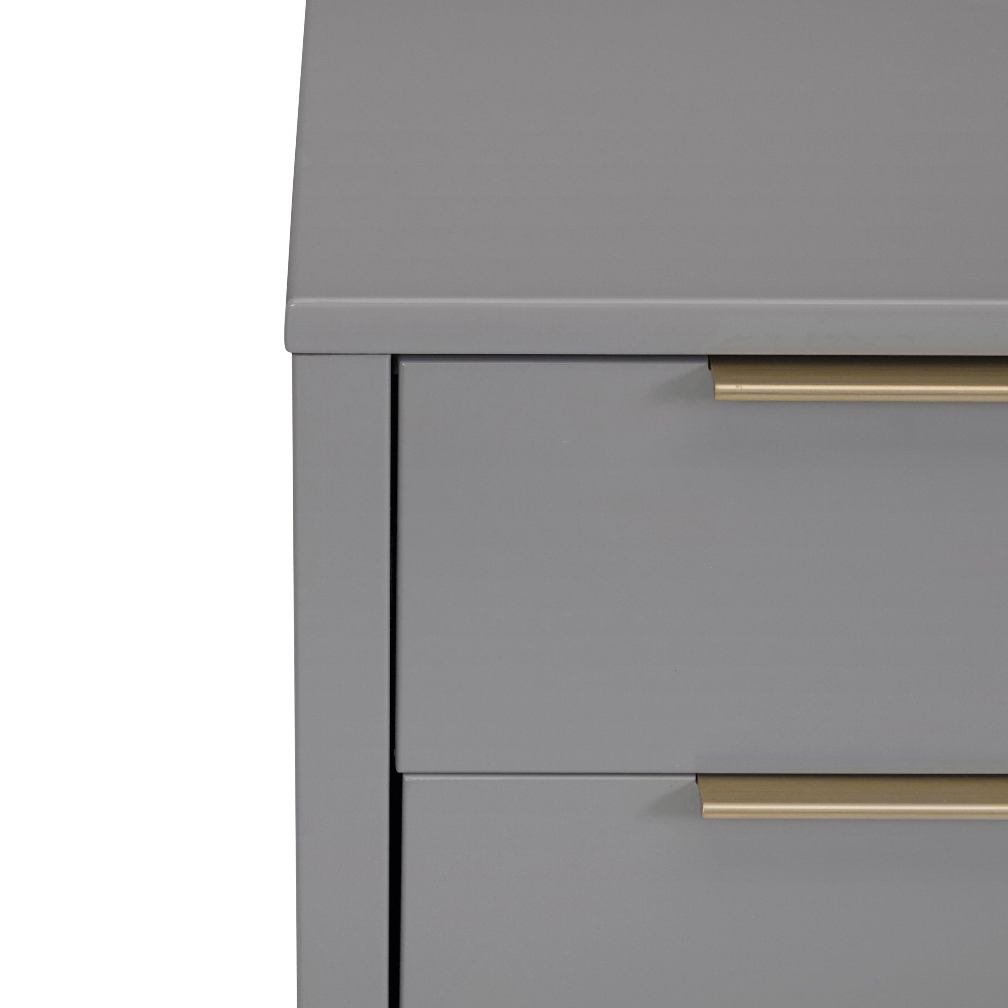 MoDRN Glam 6 Drawer Dresser, Grey with Satin Brass