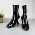 thumbnail image 2 of Fesfesfes Faux-Leather Boots for Women Fashion Candy-colored Shoes Patent Synthetic Pointed Toe Side Zipper High-heeled 8.5(41), 2 of 7