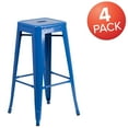 thumbnail image 3 of Flash Furniture 4 Pack Commercial Grade 30" High Backless Blue Metal Indoor-Outdoor Barstool with Square Seat, 3 of 14